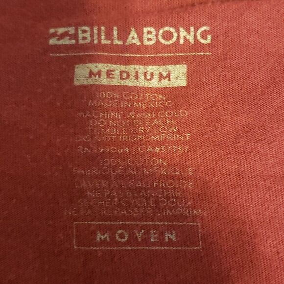 Billabong Men's Medium Burgundy Logo T-Shirt - Picture 7 of 7